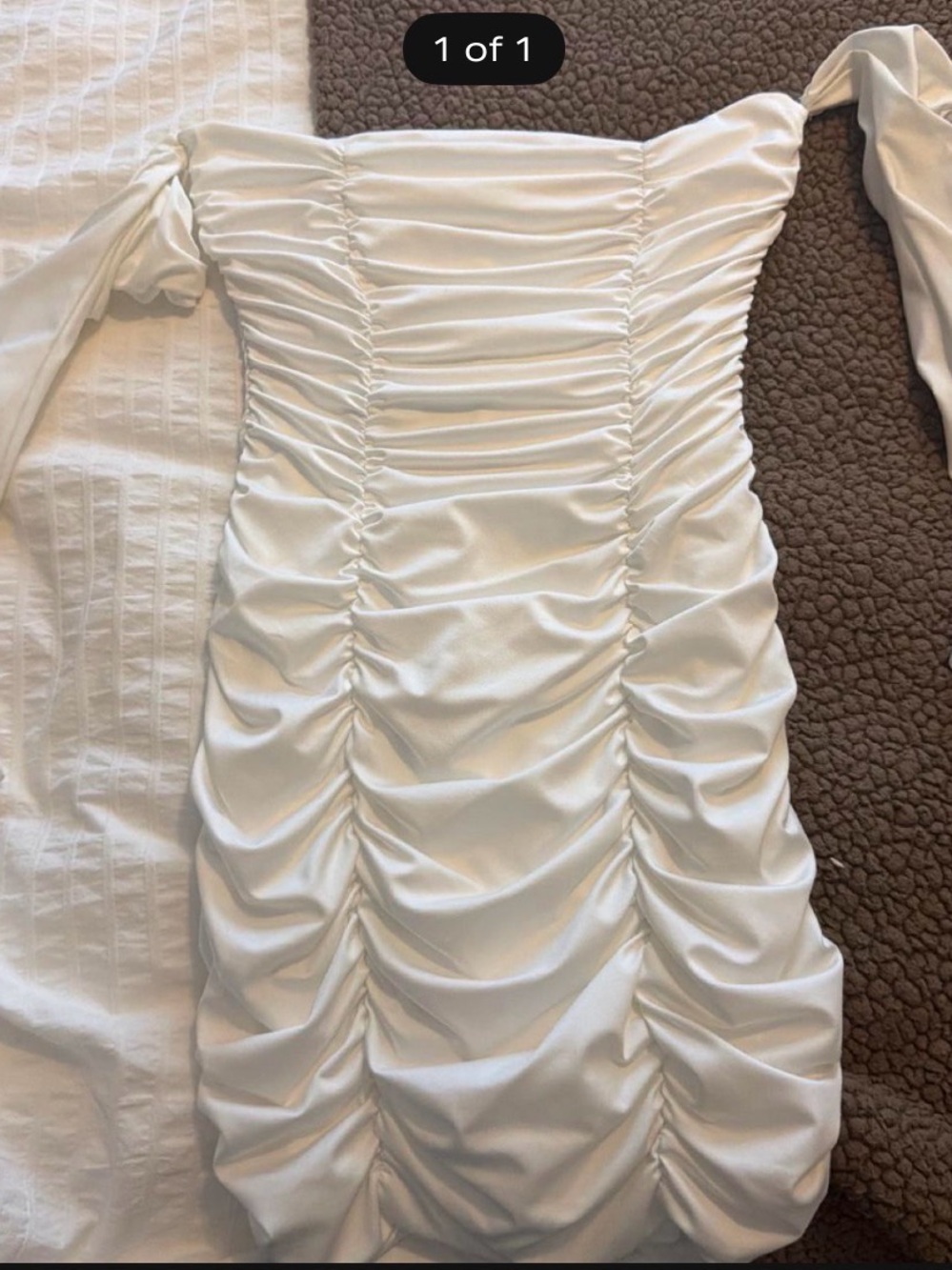 Ruched Off-Shoulder White Dress